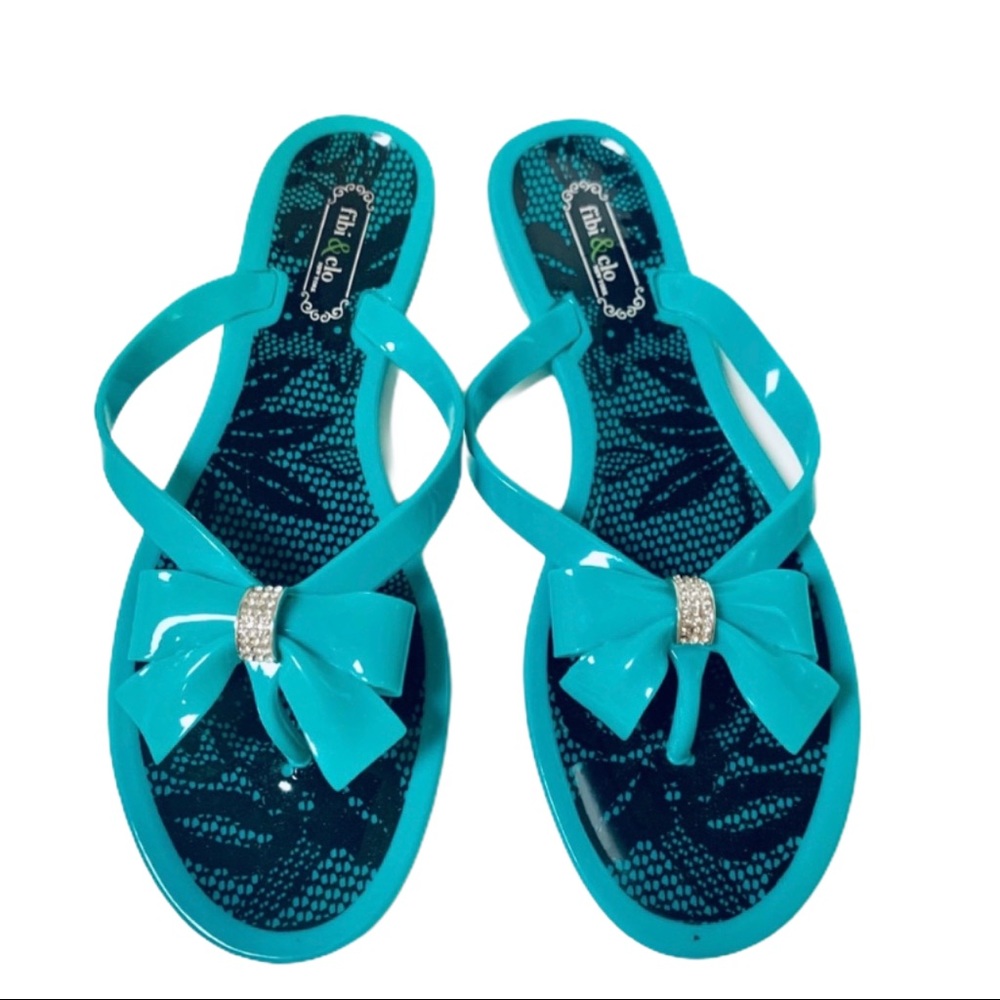 Flip flops turquoise jeweled